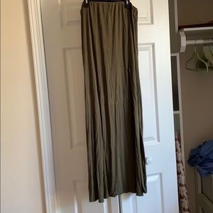 Army green maxi skirt